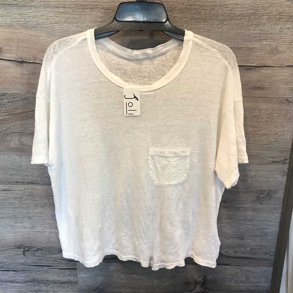 White Slub Shoulder Linen tee